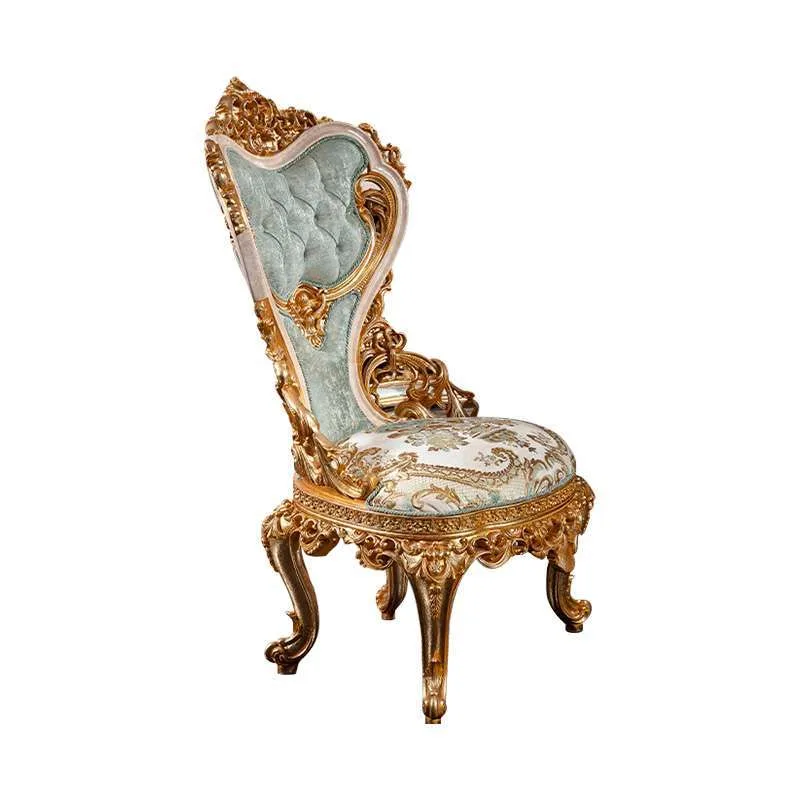 Bespoke French style gold and blue sectional sofa &ndash; reference view &ndash; dining room furniture 3 5