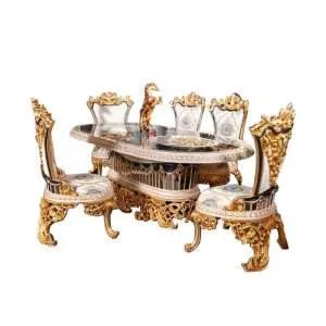 OE-FASHION European style wooden oval dining room table sets for 8 seater