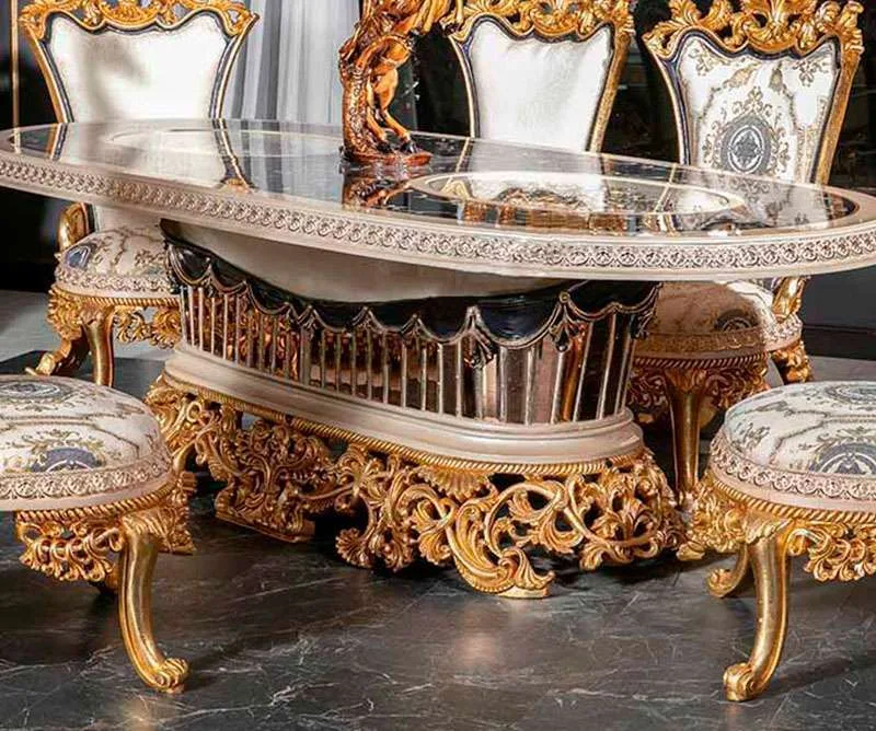 OE-FASHION European style wooden oval dining room table sets for 8 seater