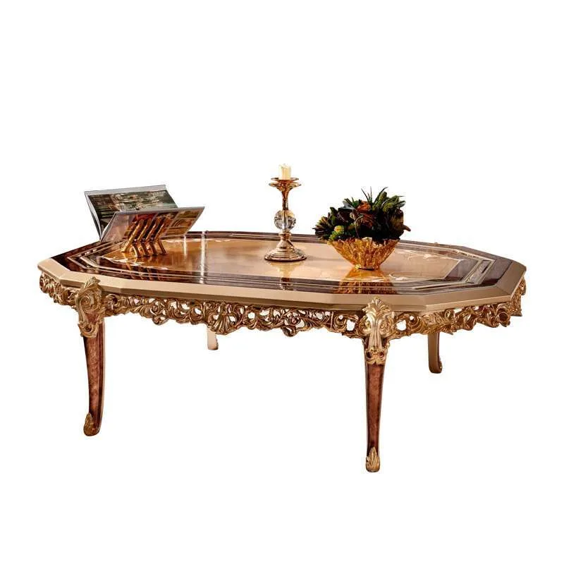 OE-FASHION Custom luxury Antique Vintage hand carved coffee table carved wooden coffee tables