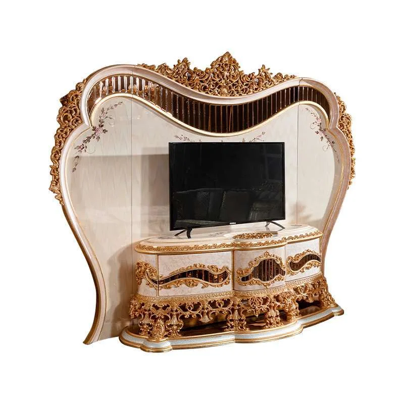 Bespoke French style gold and blue sectional sofa &ndash; reference view &ndash; living room furniture 11