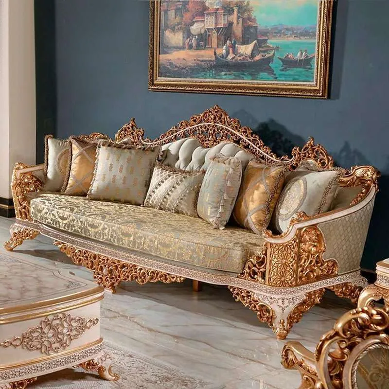 Sofas & Couchs French style golden wooden sofa design – Exclusive Design by OE-FASHION Bespoke Studio