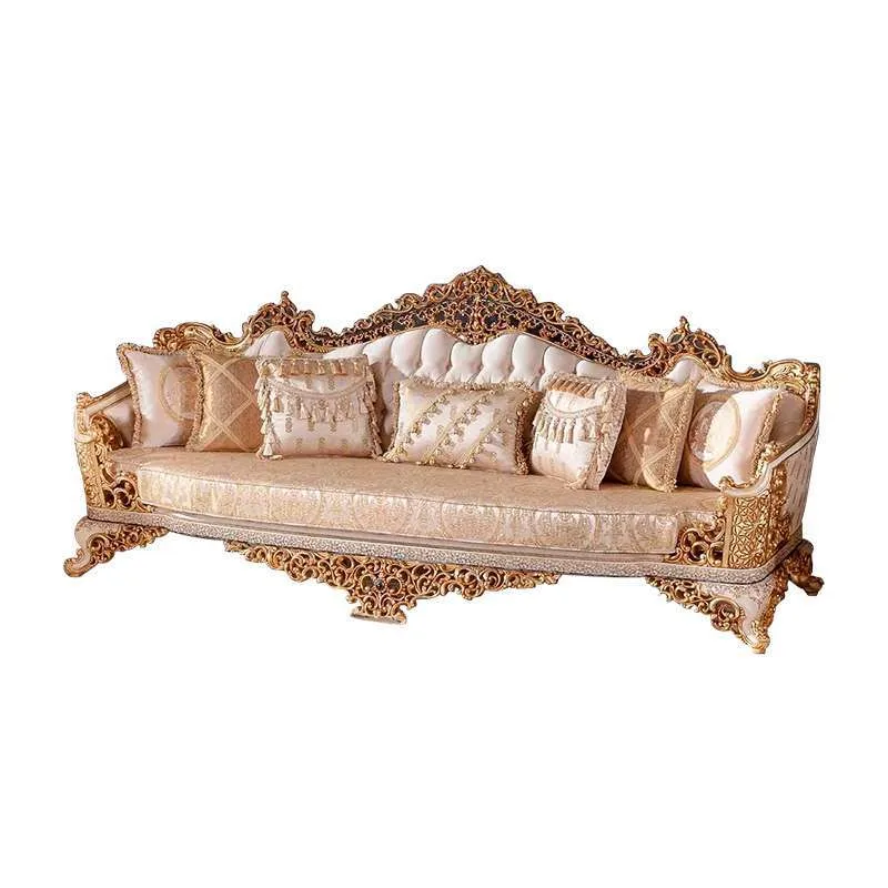 OE-FASHION French-style golden wooden sofa design living room furniture