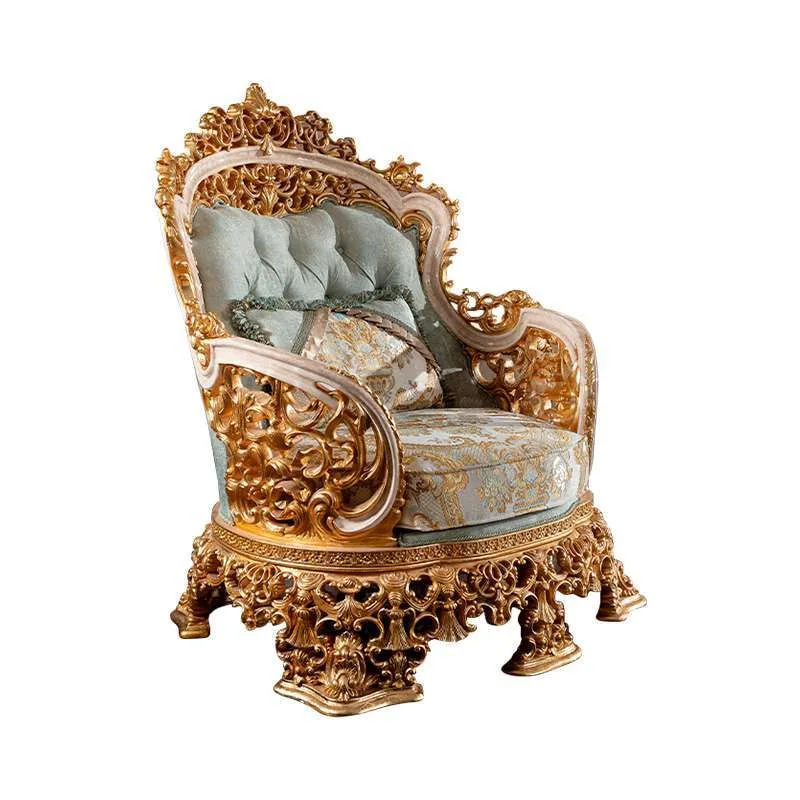 OE-FASHION French style gold and blue sectional sofa living room furniture