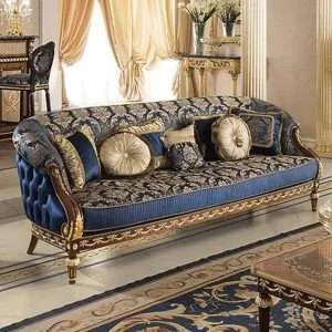 OE-FASHION European style best high-end vintage velvet sofa wooden carved furniture design