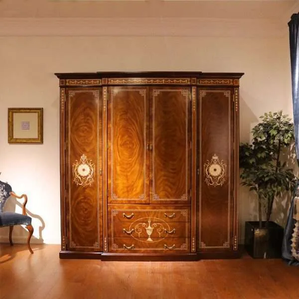 OE-FASHION Antique 4 door wardrobe designs luxury bedroom furniture set
