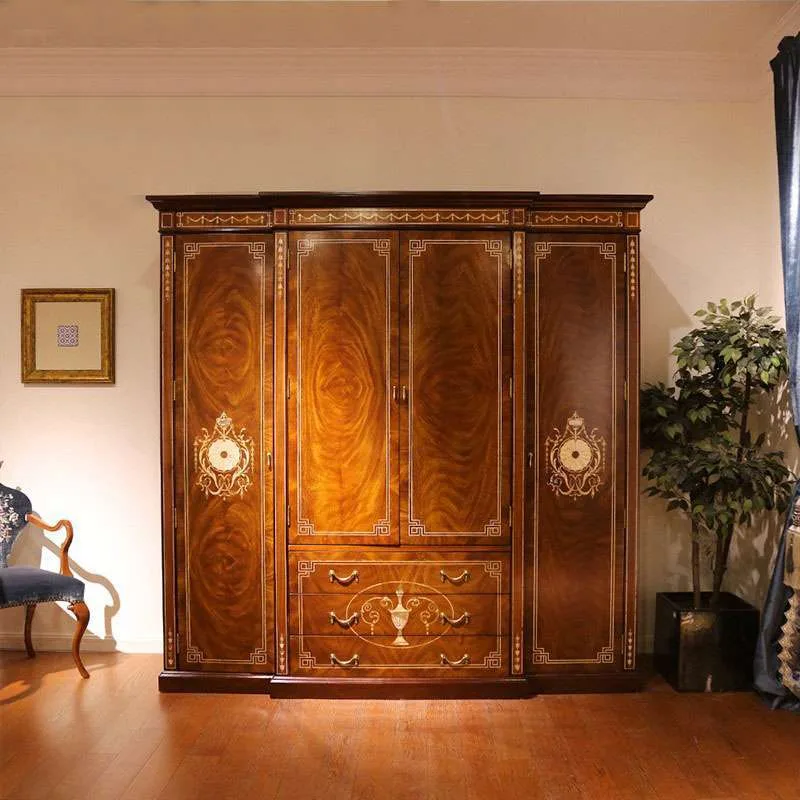 OE-FASHION Antique 4 door wardrobe designs luxury bedroom furniture set