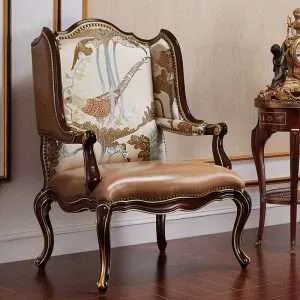 OE-FASHION Luxury leather tiger chair wooden single sofa chair for home furniture