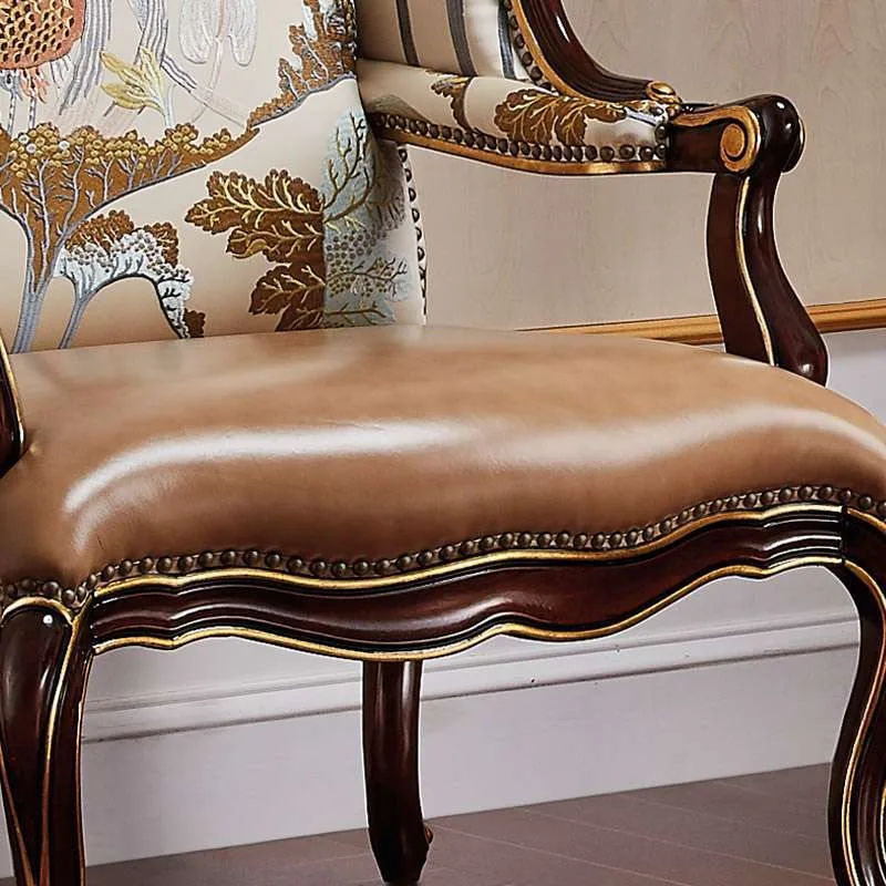 Neoclassical Parcel-Gilt Armchair with Chinoiserie Pheasant Embroidery material texture – Accent Chairs design