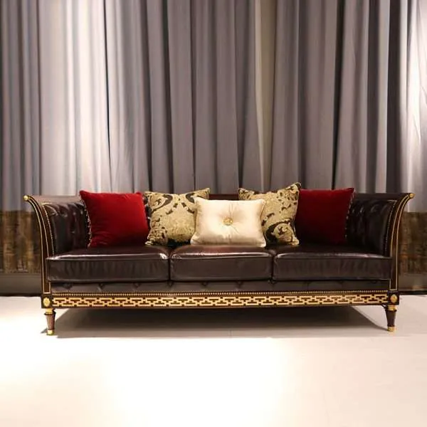 OE-FASHION British colonial sofa luxury Chesterfield leather sofa