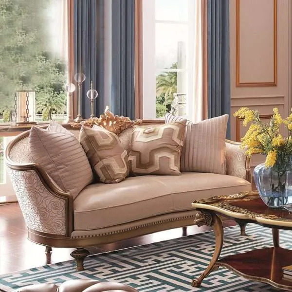 OE-FASHION Luxury mixing leather and fabric couches mixing leather and fabric living room furniture