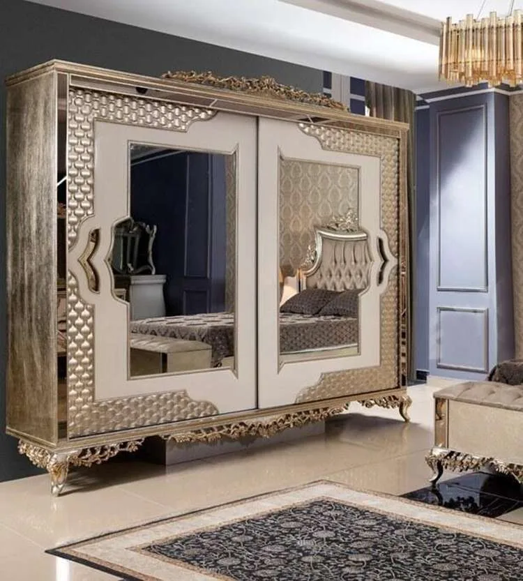 Antique silver dresser with mirror