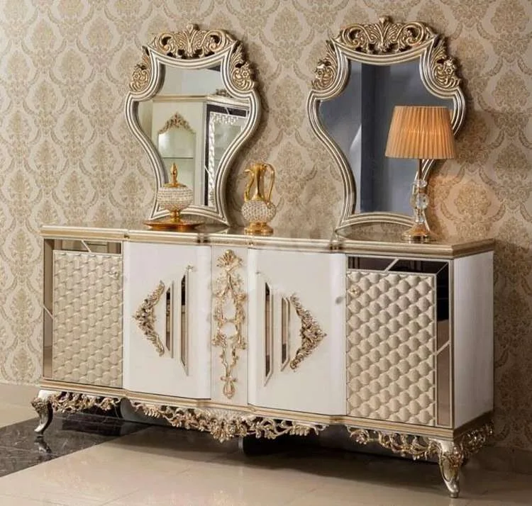 Antique solid wood console table with storage
