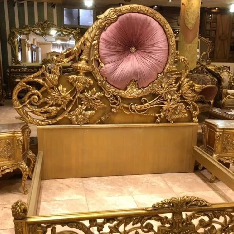 OE-FASHION European style gold princess bed frame luxury princess queen bed frame