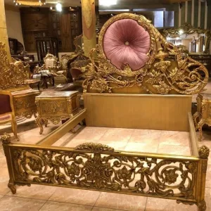 OE-FASHION European style gold princess bed frame luxury princess queen bed frame