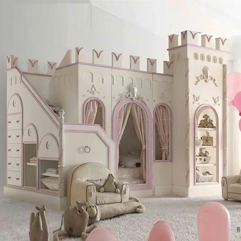 Why choose custom made furniture? 2 OE-FASHION European style kid loft bed luxury solid wood castle bed