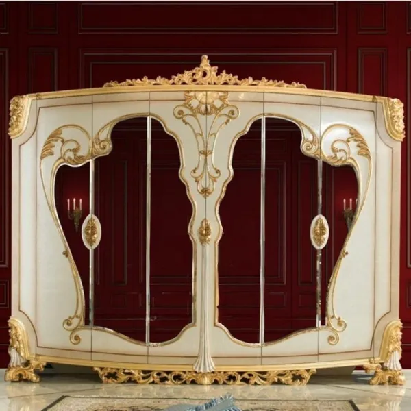 OE-FASHION Luxury carved armoire wardrobe princess bedroom furniture set