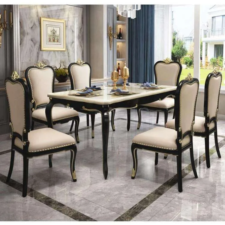 OE-FASHION Elegant Rectangle Marble Dining Table for 6 | Timeless Style