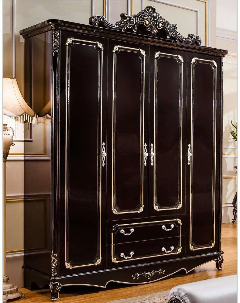 OE-FASHION European style 4 door wardrobe&nbsp;with shelves and drawers