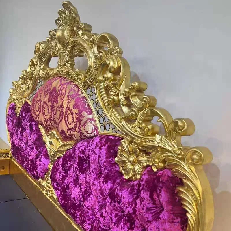 Luxury classic wooden bed interior design, handmade carved queen headboard with bed frame, unique wooden bed design ideas