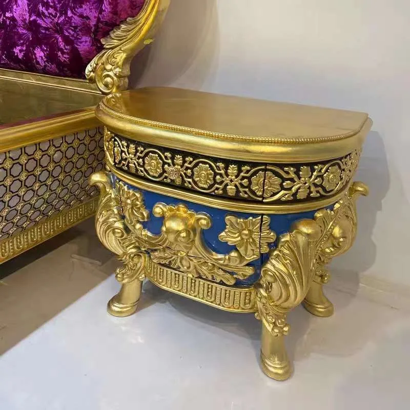 Luxury classic wooden bed interior design, handmade carved queen headboard with bed frame, unique wooden bed design ideas
