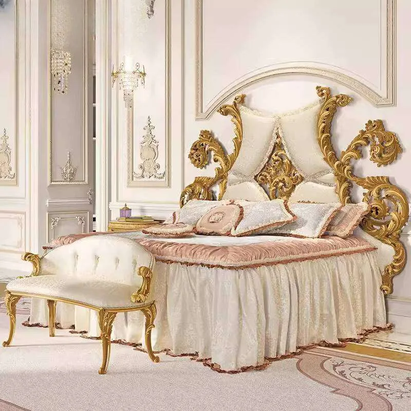 Luxury king bed frame with headboard and footboard