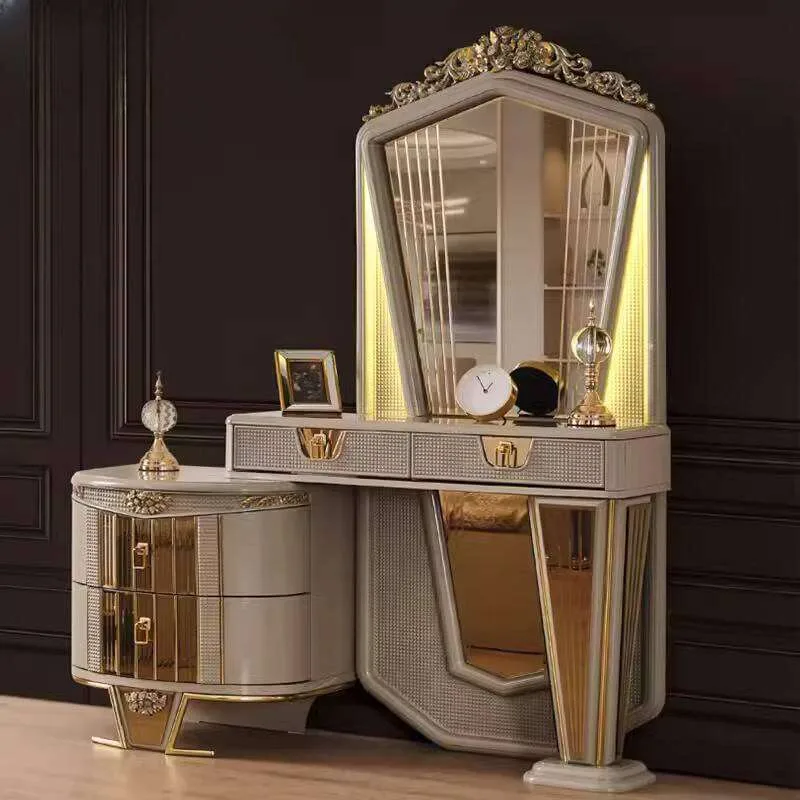 OE-FASHION Custom antique French style dressing table, french dressing table set design for bedroom interior ideas, luxury