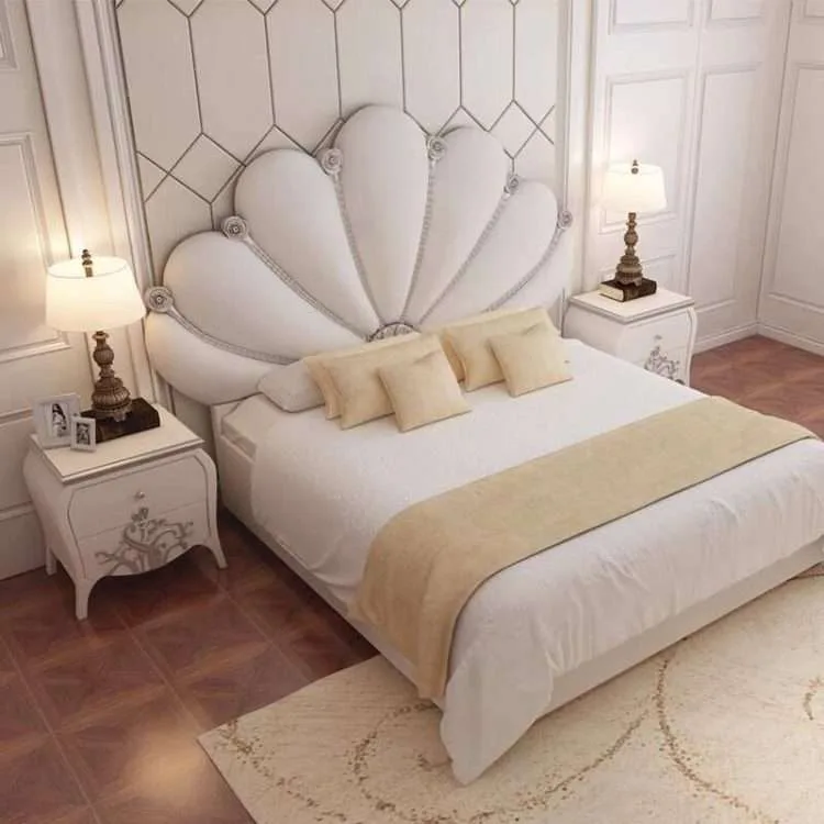 Luxury king wood bed frame with headboard - Image 2