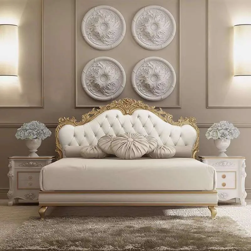 Antique Gold Rococo Bed with Low Footboard
