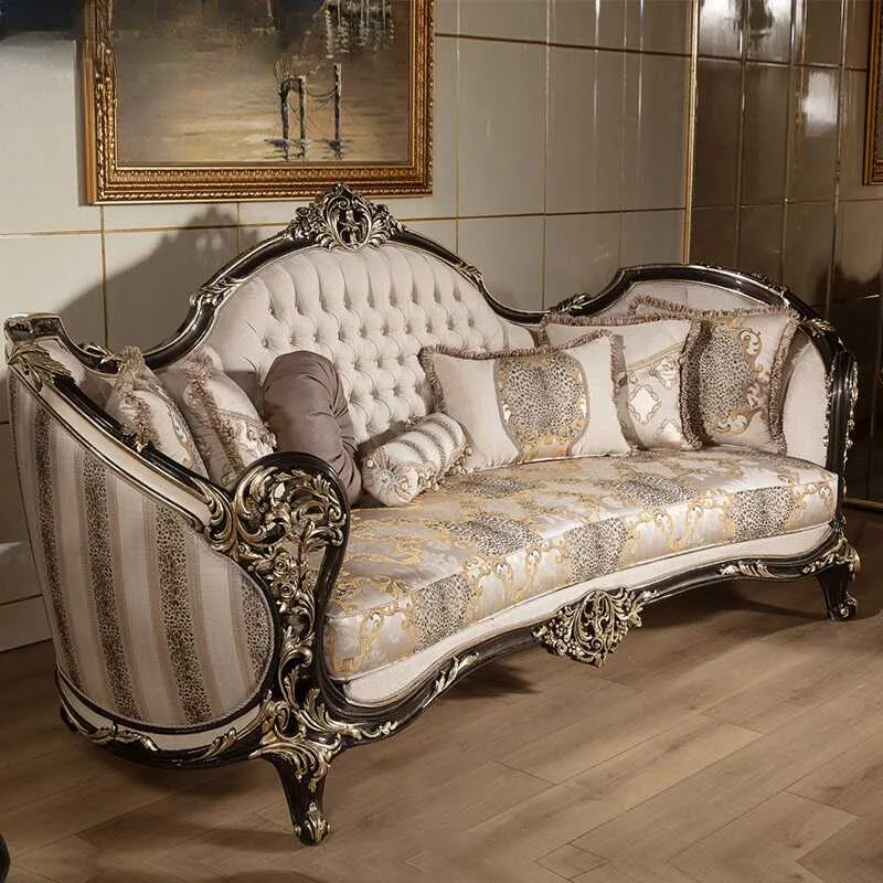 OE-FASHION Luxury custom American solid wood carved sofa, high-quality traditional upholstery fabric sofas, Villa palace