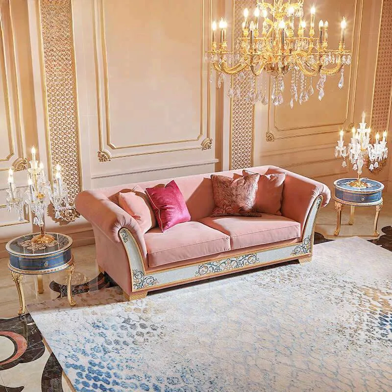 Luxury custom blush pink sofa living room
