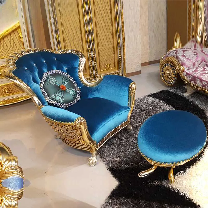 Bespoke Gilded Lattice-Side Velvet Armchair