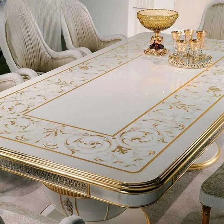 Elegant Golden Accented Rotating Centerpiece Table with Upholstered Armchairs - Image 4