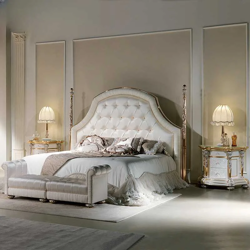Luxury Modern fabric bed with headboard detail view – Beds design