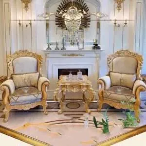 OE-FASHION Exquisite Baroque Style Luxury Living Room Armchairs: Handcrafted Elegance with Gold Leaf Accents for interior design ideas