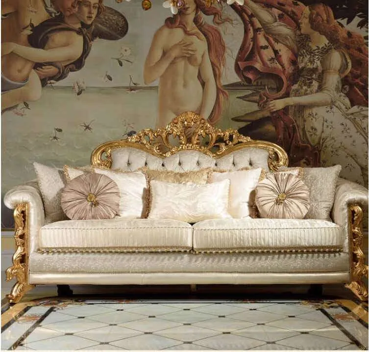 OE-FASHION Customizable Classic Sofa Sets: Luxurious European Style with Handcrafted Woodcarving & Selectable Fabrics |