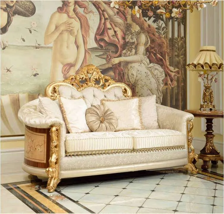 Baroque Gold Sofa with Marquetry Side Panels detail view – Sofas & Couchs design