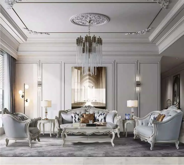 Neoclassical Silver-Tipped Sofa with Ribbon Bow Cresting material texture – Sofas & Couchs design