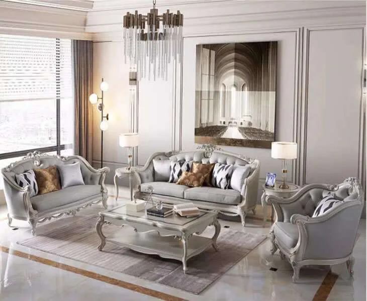 Neoclassical Silver-Tipped Sofa with Ribbon Bow Cresting craftsmanship close-up – Sofas & Couchs design
