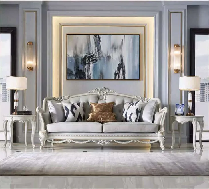 Neoclassical Silver-Tipped Sofa with Ribbon Bow Cresting