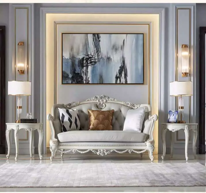 Neoclassical Silver-Tipped Sofa with Ribbon Bow Cresting detail view – Sofas & Couchs design for Living Room Collection