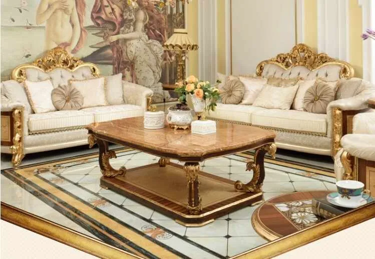 Baroque Gold Sofa with Marquetry Side Panels craftsmanship close-up – Sofas & Couchs design