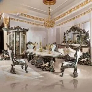 Elegant Classic Oval Dining Table Set for 6 – Perfect Blend of Style and Comfort