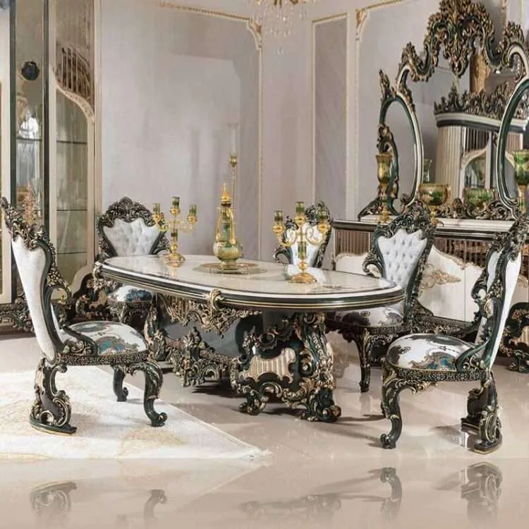Elegant Classic Oval Dining Table Set for 6 - Image 3