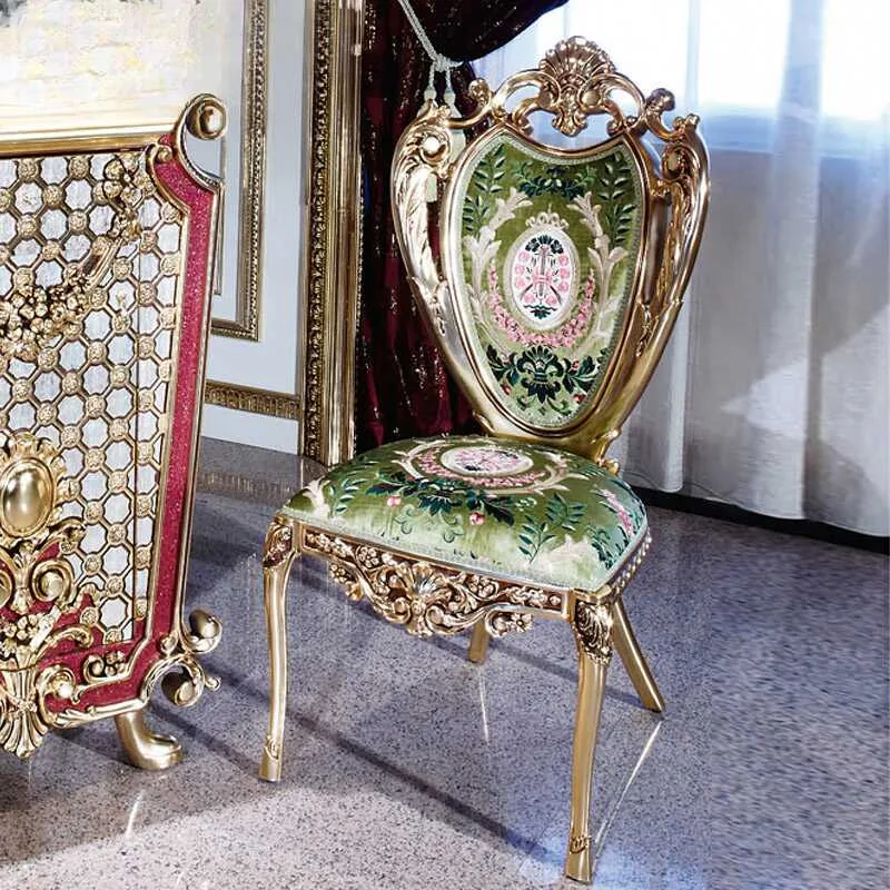 Royal Baroque Glass-Top Dining Table with Metallic Lattice material texture – Dining tables design