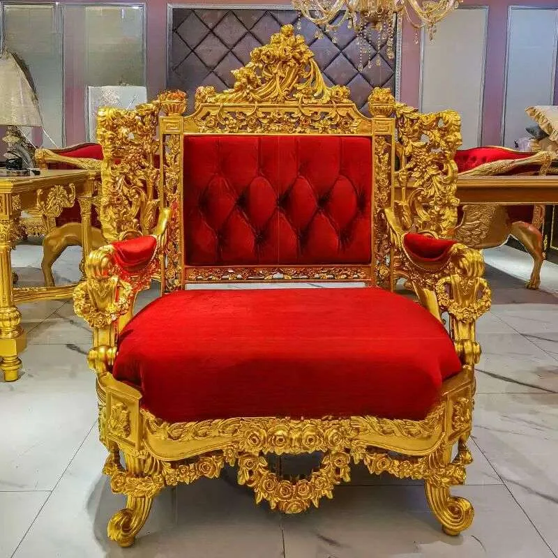 Gilded Royal Baroque Red Velvet Sofa Set – Grand Salon Suite detail view – Sofas & Couchs design