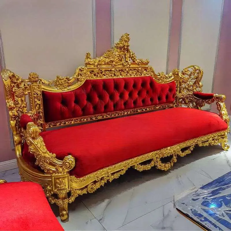 Gilded Royal Baroque Red Velvet Sofa Set – Grand Salon Suite material texture – Sofas & Couchs design