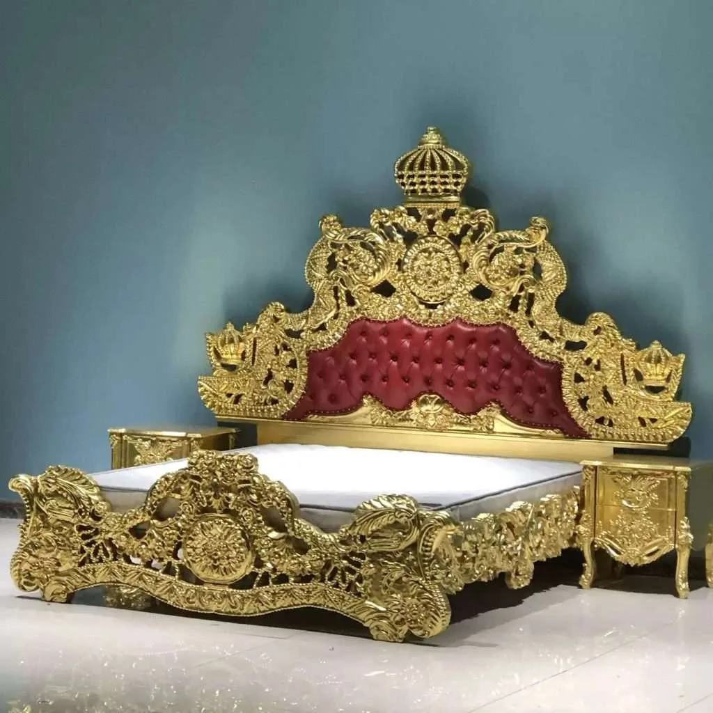 Royal Baroque Bed with Dimensional Crown Cresting