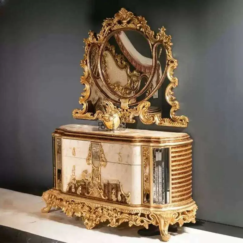 Bespoke Grand Baroque Gilded Bedroom Suite – Royal Joinery craftsmanship close-up – Beds design