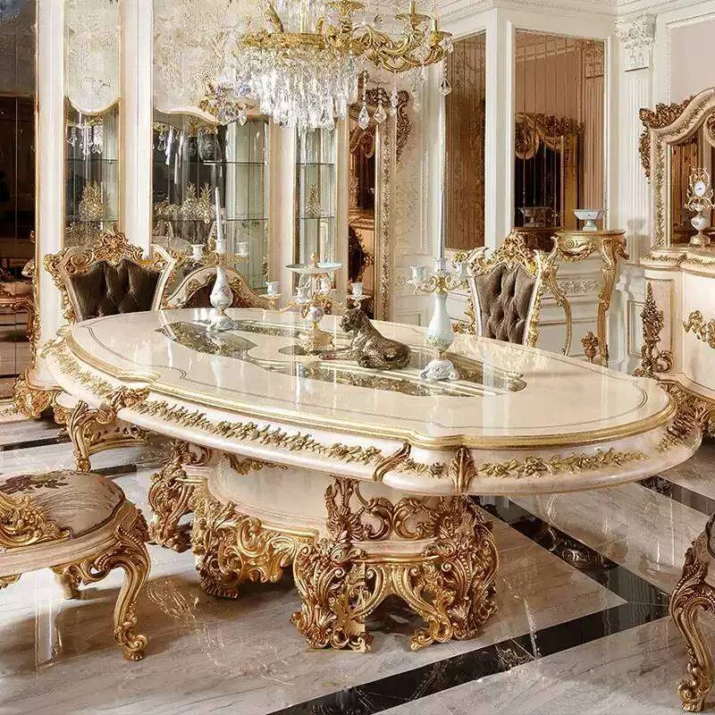 Baroque Gold Leaf Dining Table with Acanthus Carvings